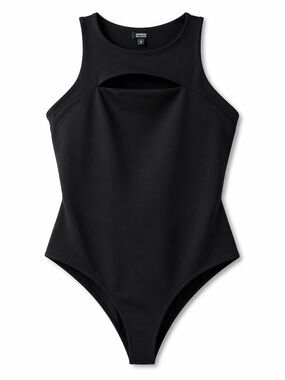 Express Body Contour Black High Neck Bodysuit Size M Sleek Minimal
